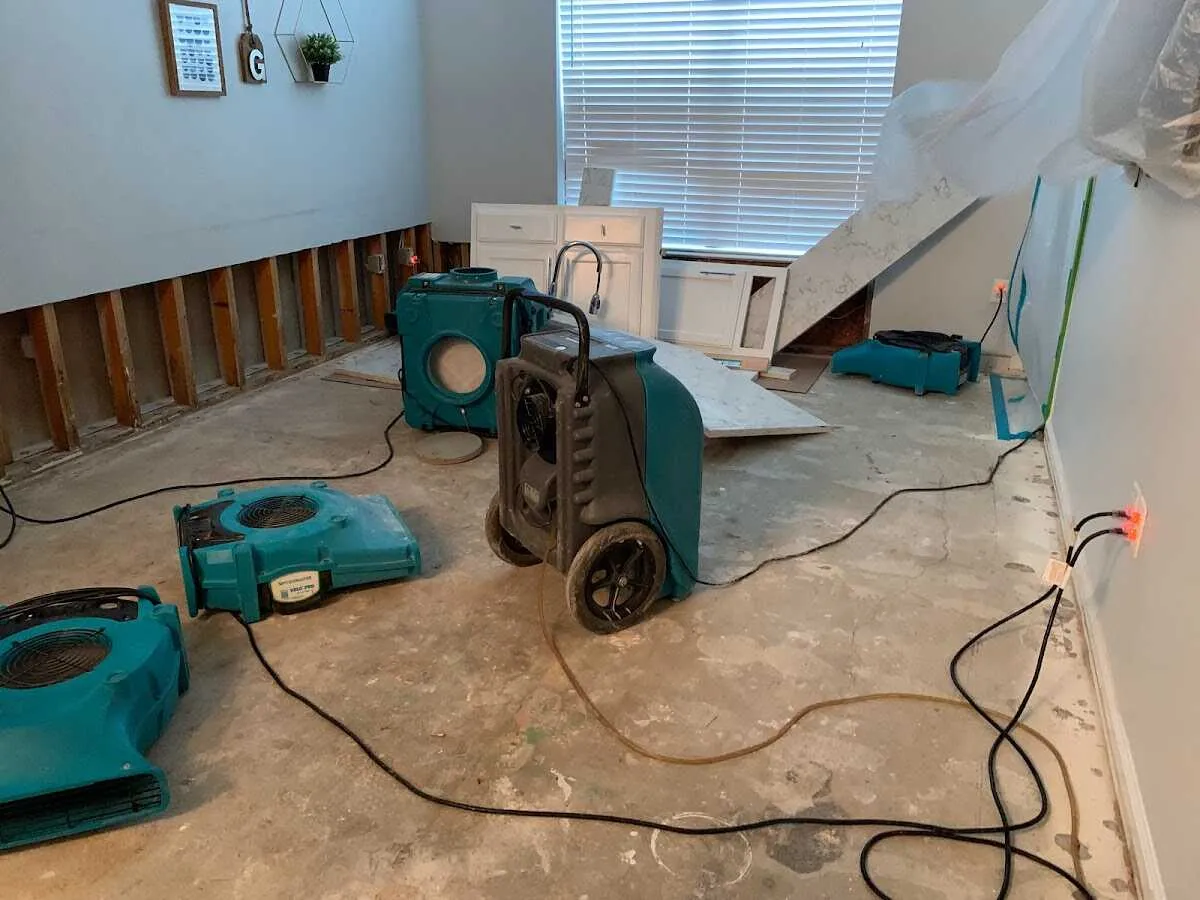 Dehumidifier in flood-cut room for Water Damage Restoration in River Vale
